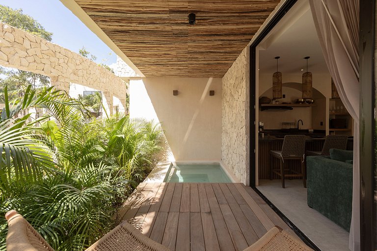 Lujo en Tonos Tierra: 1 Hab con Piscina privada
