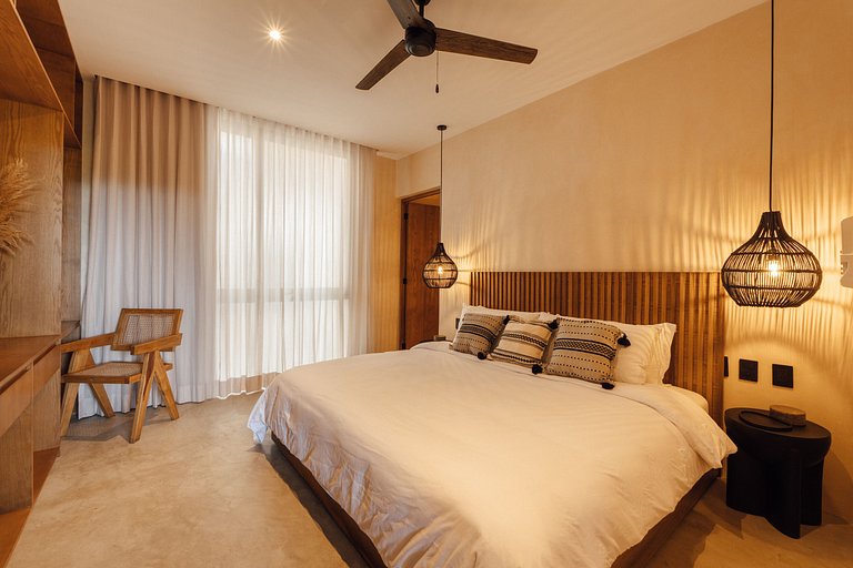 Vista, alberca privada y confort en 1 habitación