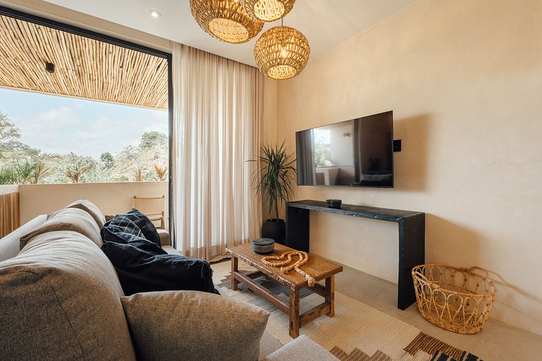 Vista, alberca privada y confort en 1 habitación