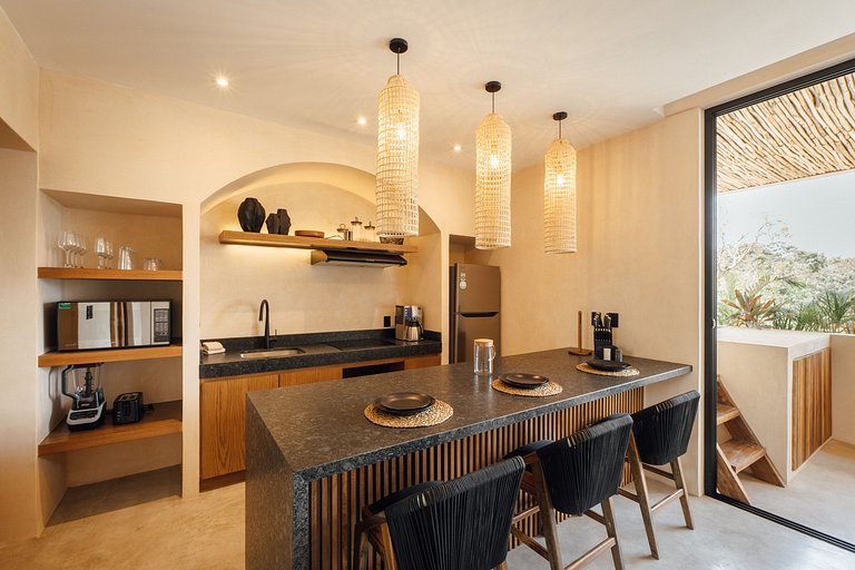 Vista, alberca privada y confort en 1 habitación